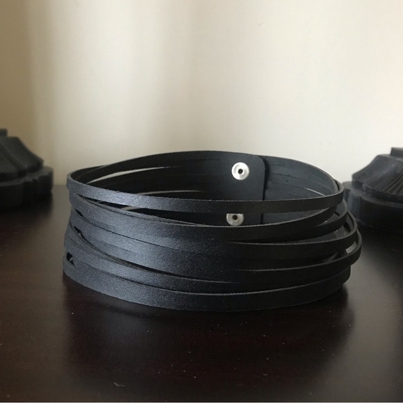 Genuine Leather Layered Rope Wrap Bracelet or Collar Necklace - Picture 1 of 9